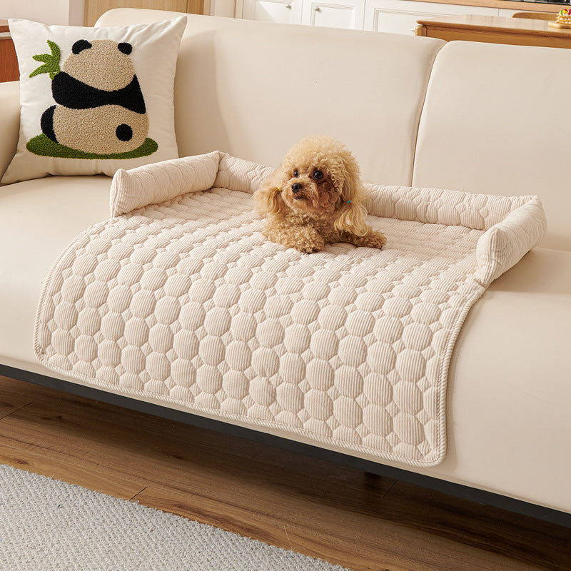 Thick faux fur non-slip pet mat in off white