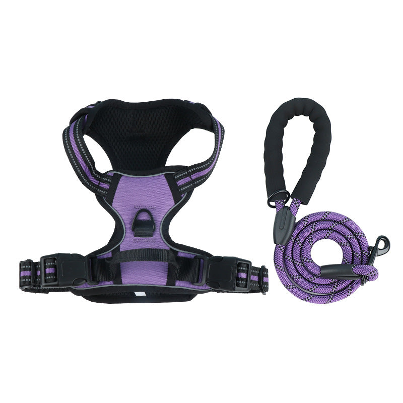 Reflective burst-resistant dog harness, ideal for everyday use