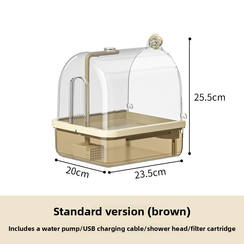 Cage-Mounted Bird Bath Basin with Optional Sensor Version