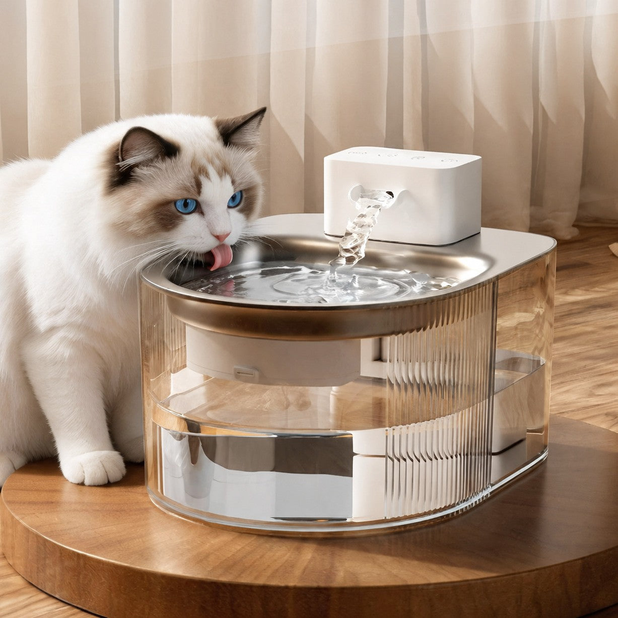 Wireless Pet Water Fountain with 4000mAh Battery, 60 Days Use and Stainless Steel Option