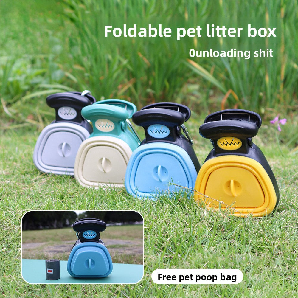 Blue portable pooper picker with waste bag roll