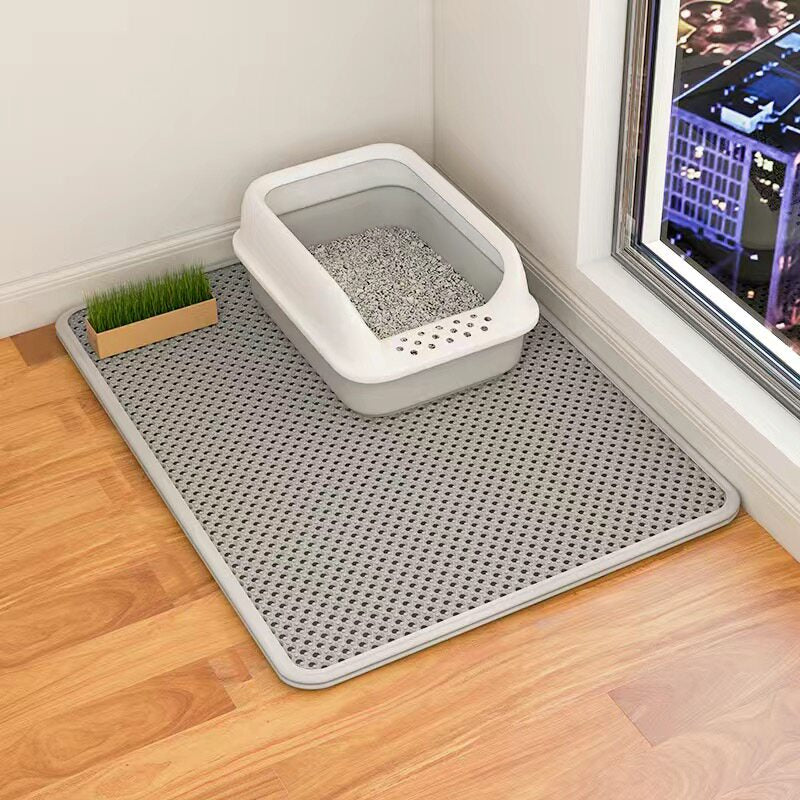 Waterproof Double Layer Cat Litter Mat with Anti-Slip Base