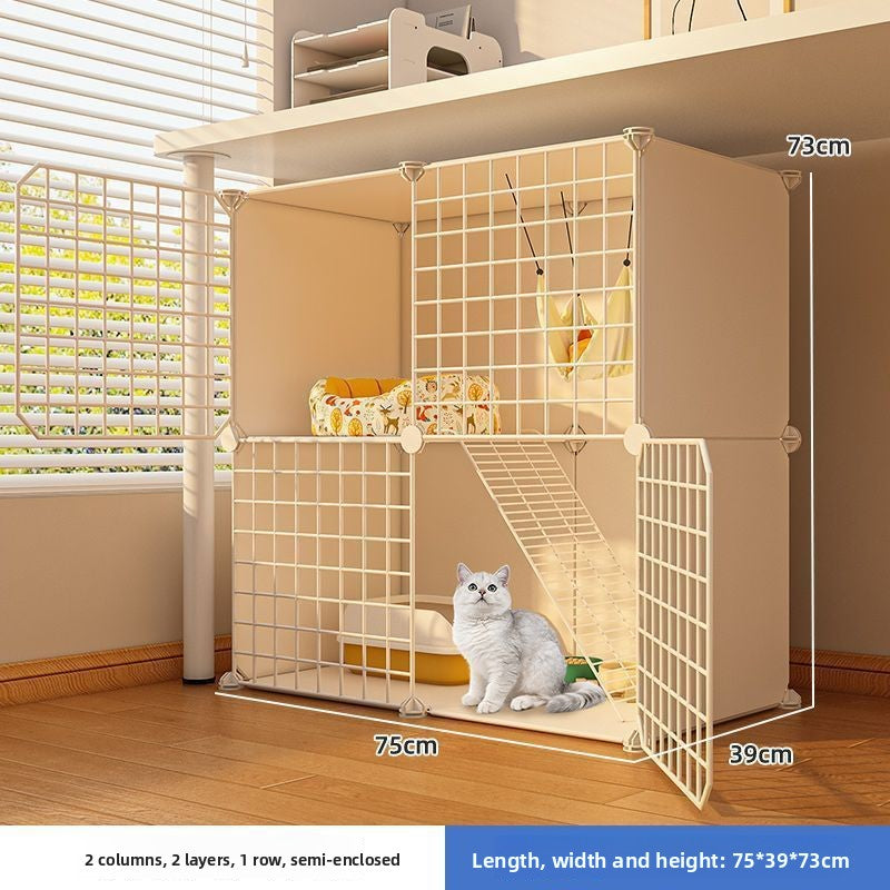 Indoor plastic cat cage with litter area and cat bed, view 43