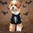 Four leg skeleton dog costume with skull and bone print