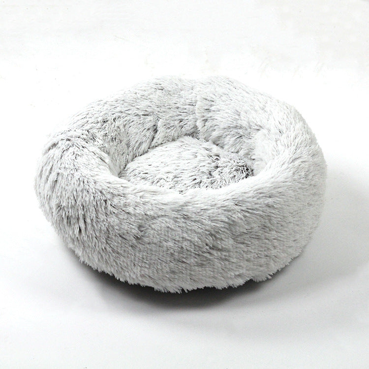 Round velvet cat bed mat for winter in Gradient Grey, size 50cm