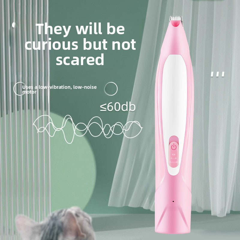 Cordless Dog Paw Trimmer with LED Light and Rounded Safety Blades