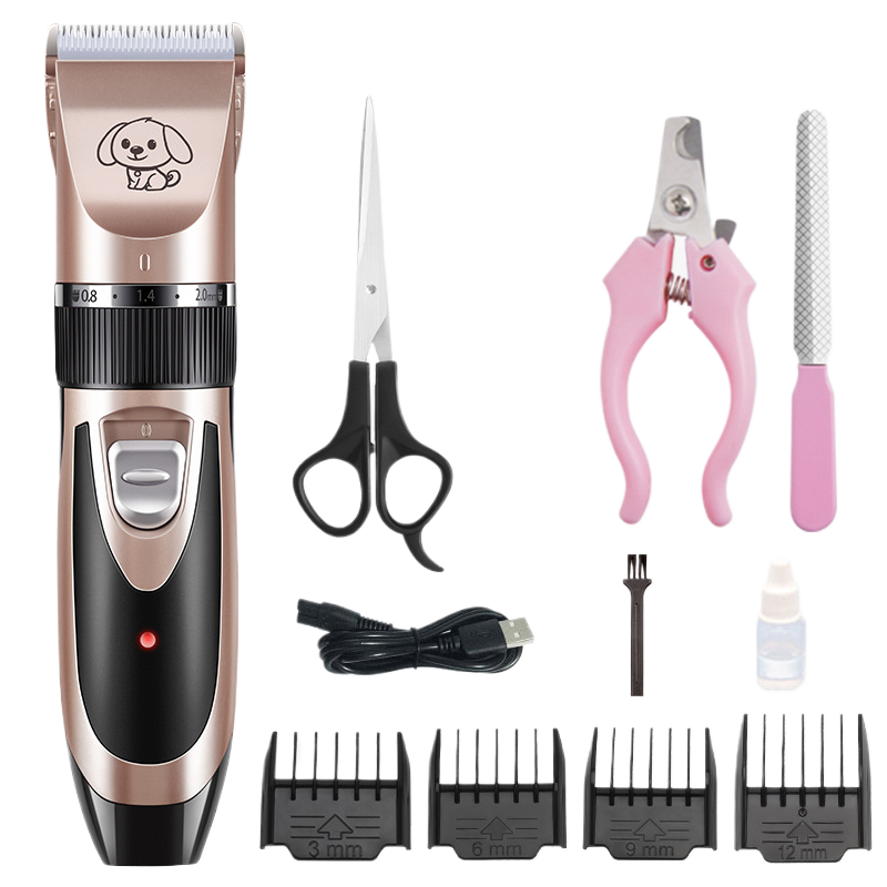 Cordless Pet Hair Clipper Set with Scissors and Comb Attachments