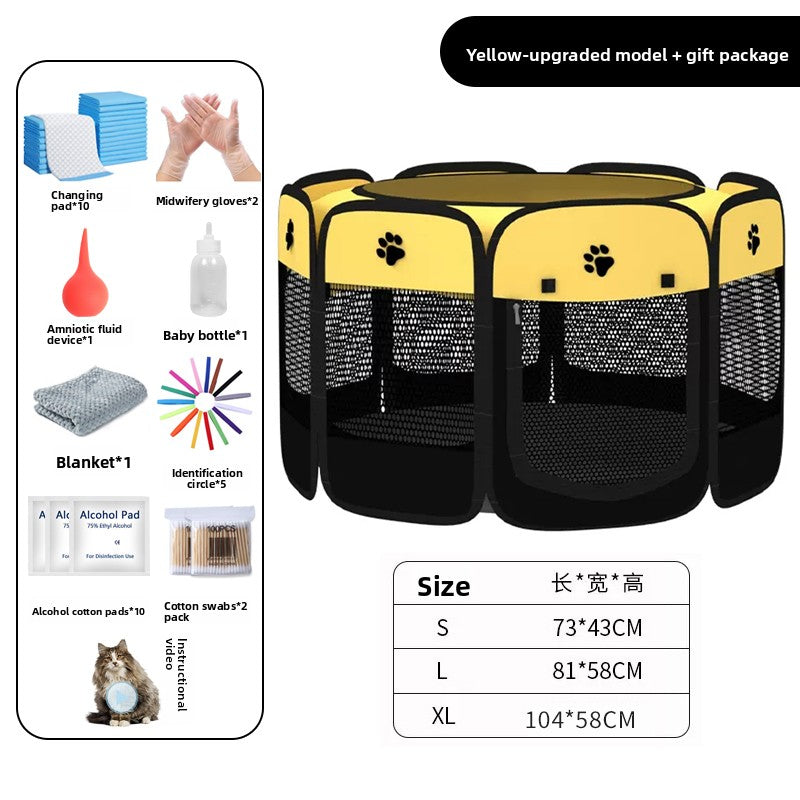 Grey enclosed pet whelping tent with removable pad, photo 28