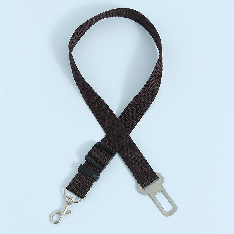 Nylon dog car seat belt lead in navy blue
