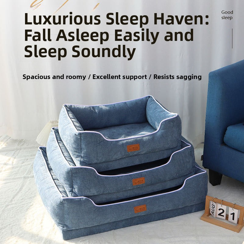 Thick Sofa-Style Dog Bed with Raised Sides for Winter