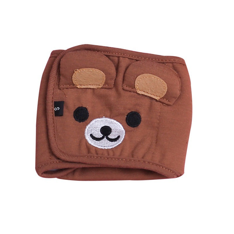 Washable cotton male dog belly band in Yellow Chick, in use with a pet