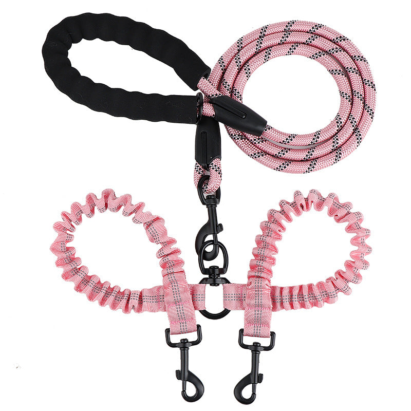 Double ended retractable lead for walking two dogs from one handle