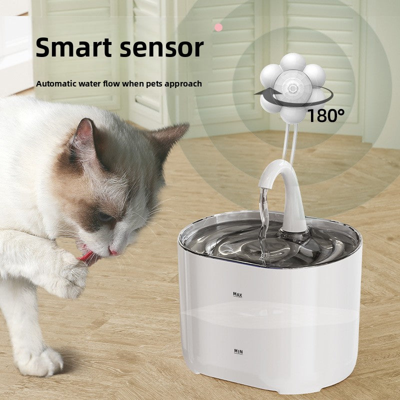 2L Pet Water Fountain with Smart Sensor, Quiet USB Pump and Replaceable Filter