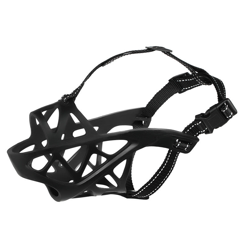 Black breathable TPR basket dog muzzle with buckle straps, product image 8
