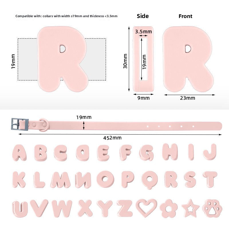 Personalised silicone pet collar with letters, 4 sizes available