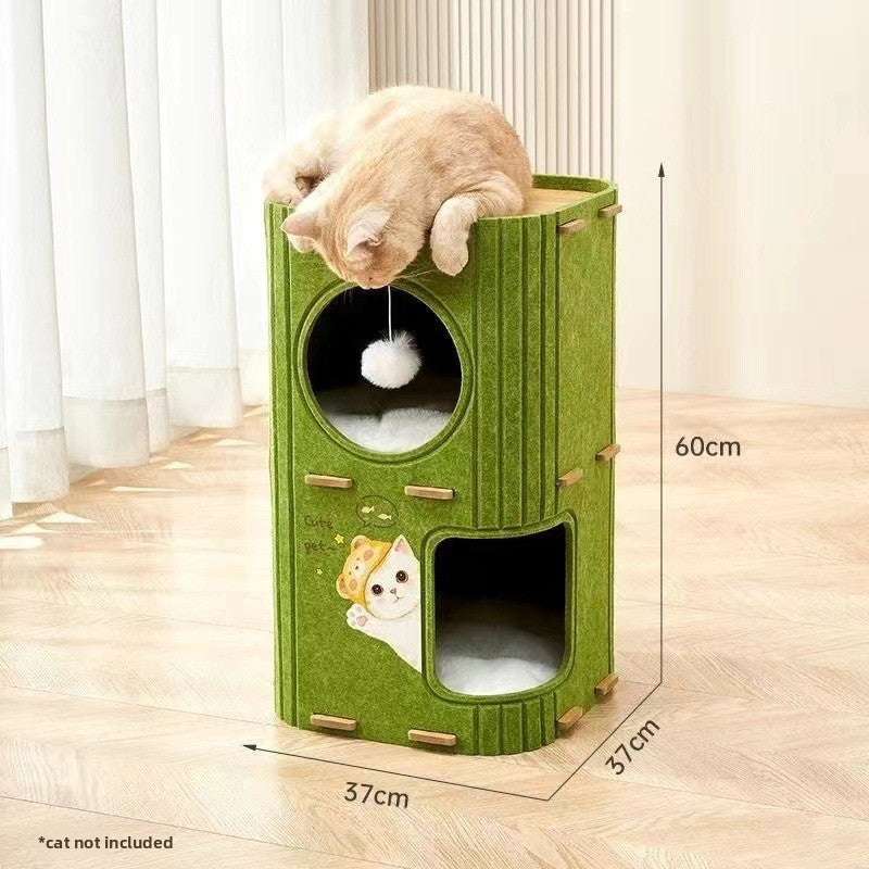 Multi-layer felt cat tree with scratching board, photo 4 of 8