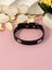 Adjustable PU leather dog collar in Black, close-up detail