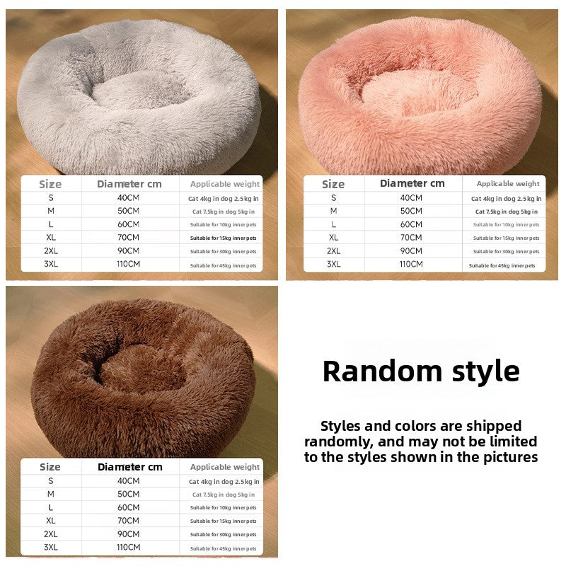 Grey round winter dog bed with matching fleece blanket, photo 48