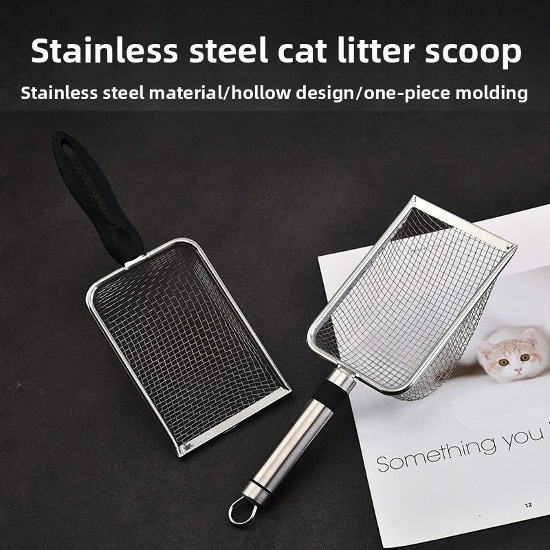 Stainless Steel Fine Mesh Cat Litter Scoop, Rust-Resistant Sifter