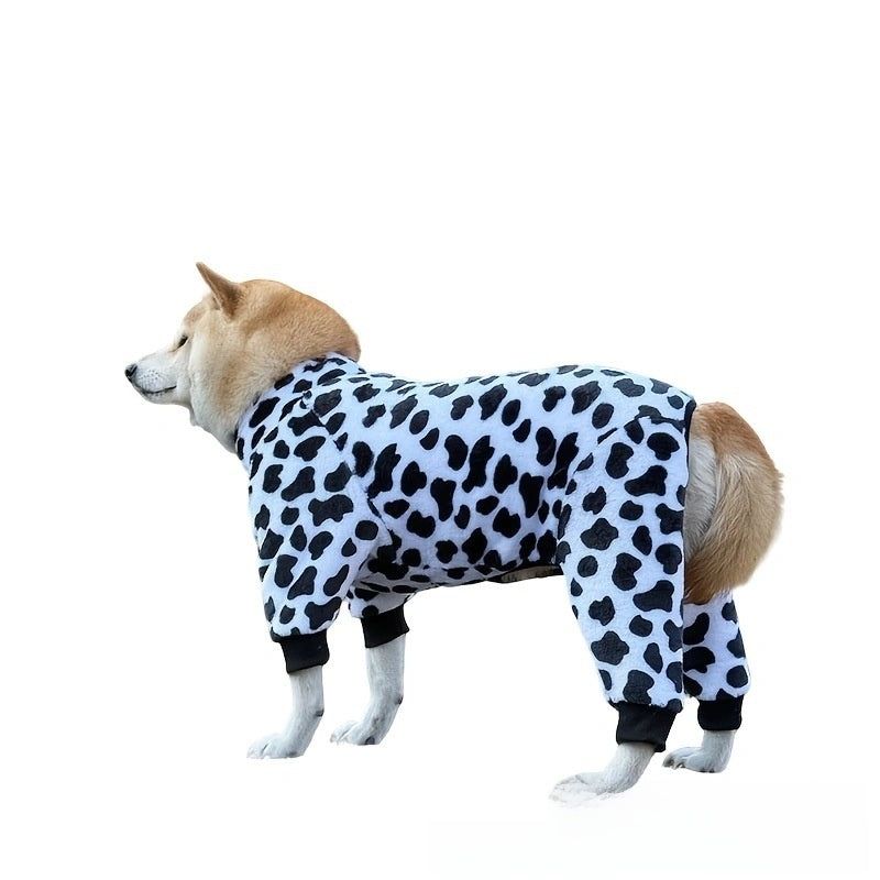 Plush four leg dog jumpsuits in five winter colours