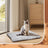 Electric pet heating pad with velvet cover, close-up detail view