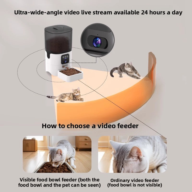 Smart Pet Feeder with 1080P HD Camera, Night Vision and App Control for Cats and Dogs