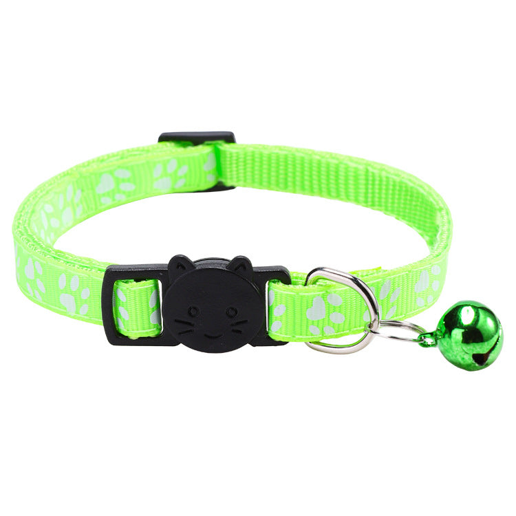 Colourful paw print cat collar with little bell, product image 16