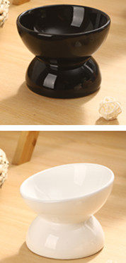 Ceramic Raised Pet Bowl with Gradient Finish for Cats and Small Dogs, Food or Water