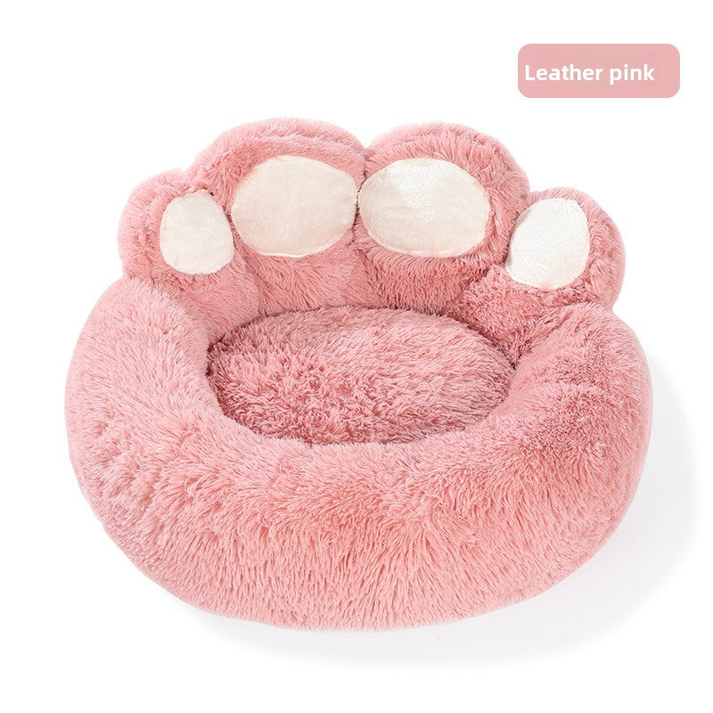 Bear Paw Pet Sofa Bed with Soft Long Plush for All Seasons