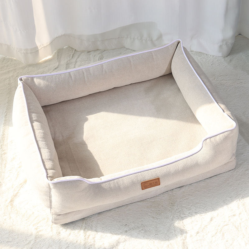 Thick Sofa-Style Dog Bed with Raised Sides for Winter