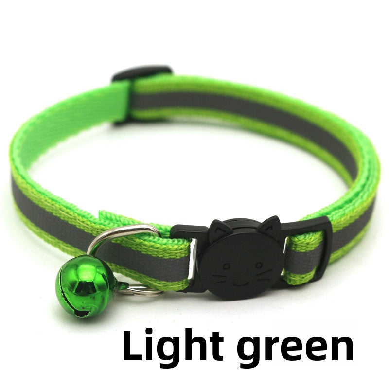 Striped reflective cat collar with bell, ideal for everyday use