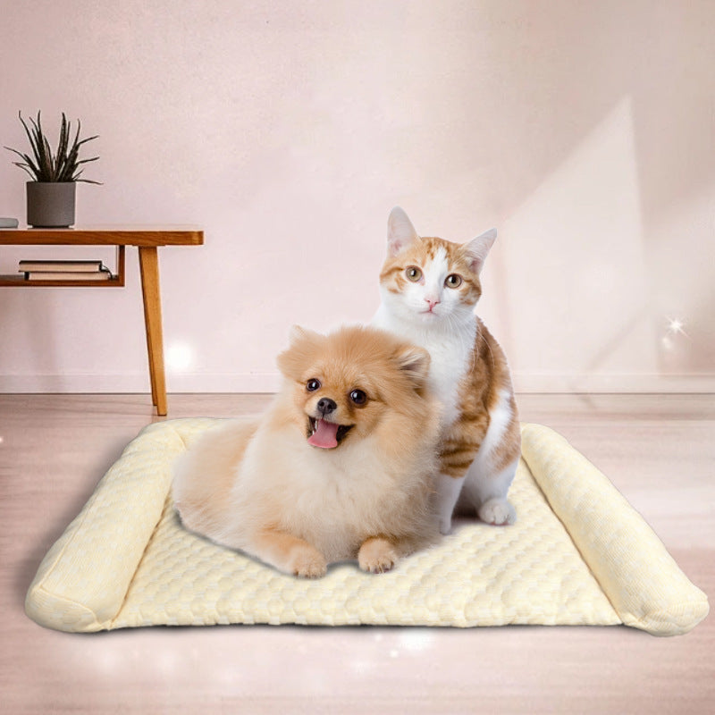 Summer pet cooling mat and ice pad, close-up detail view
