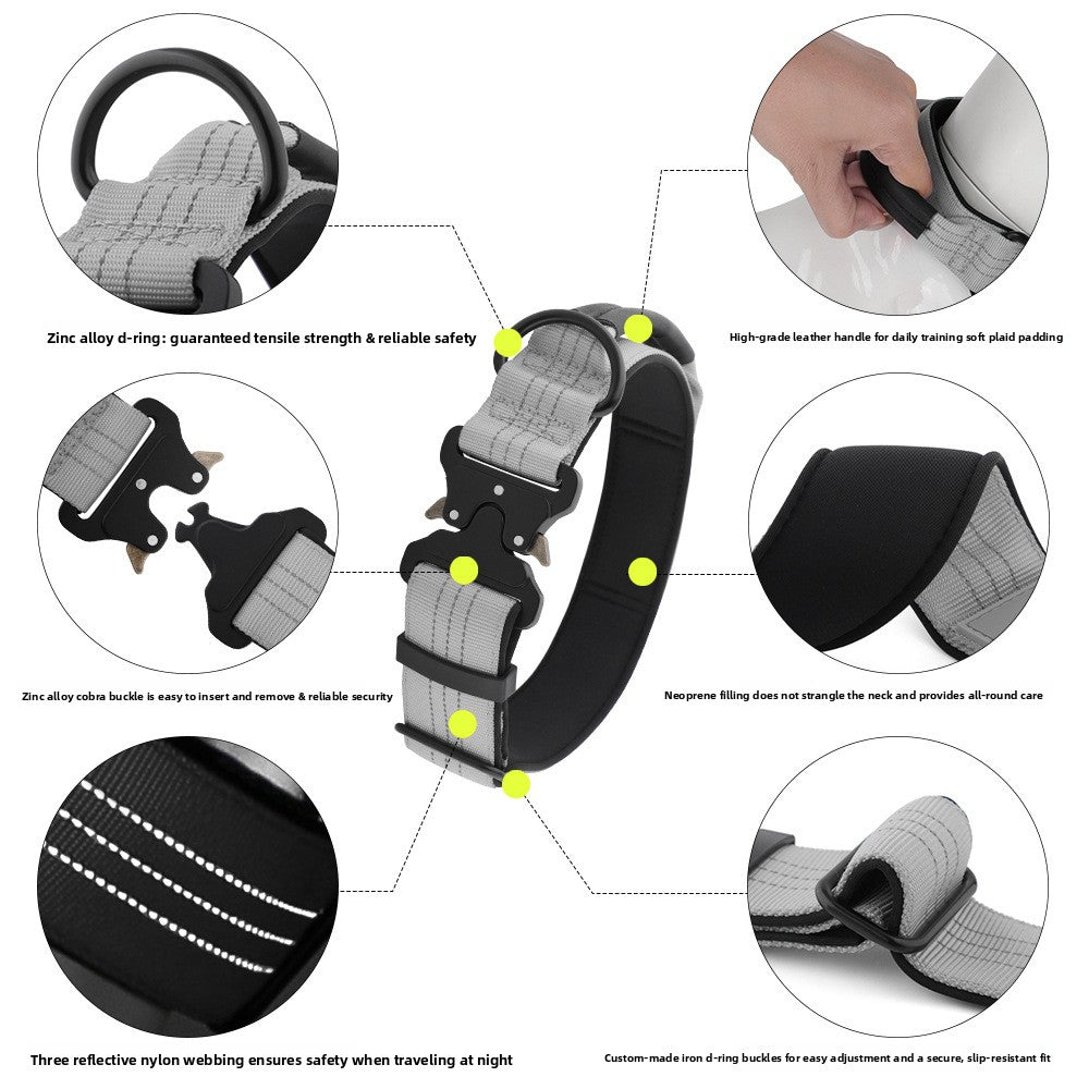Tactical nylon dog collar with control handle, product image 4