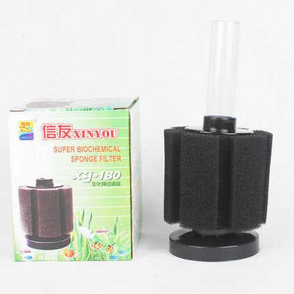 Cylindrical biochemical sponge filter in an aquarium, view 6