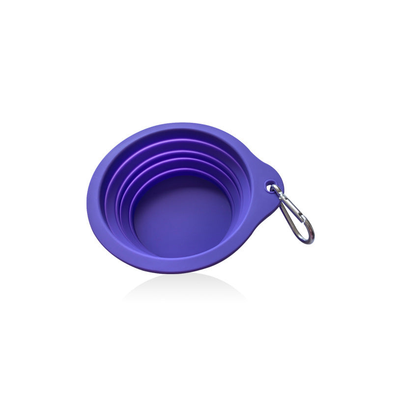 Outdoor Portable Folding Silicone Pet Bowl with Carabiner, 350ml and 650ml Sizes