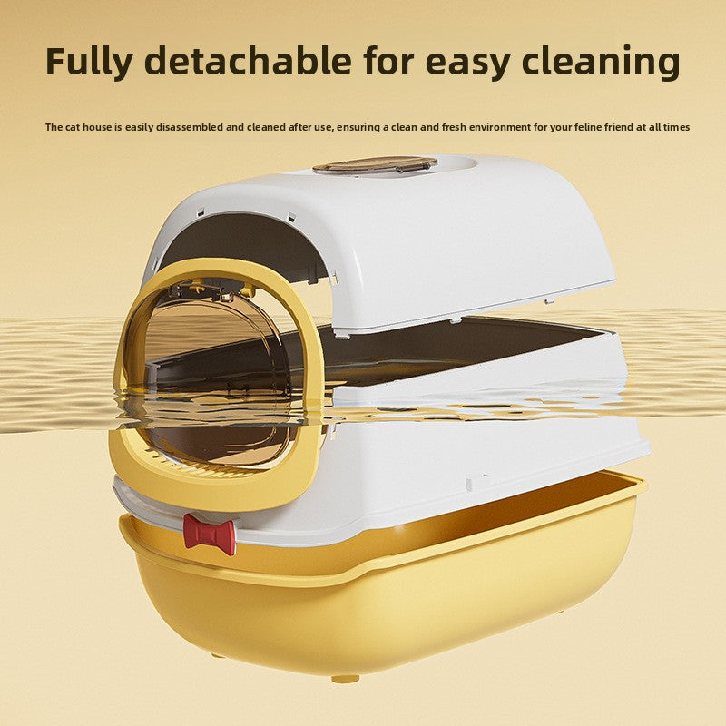 Modern Enclosed Cat Litter Box with Butterfly Entrance, UV Option