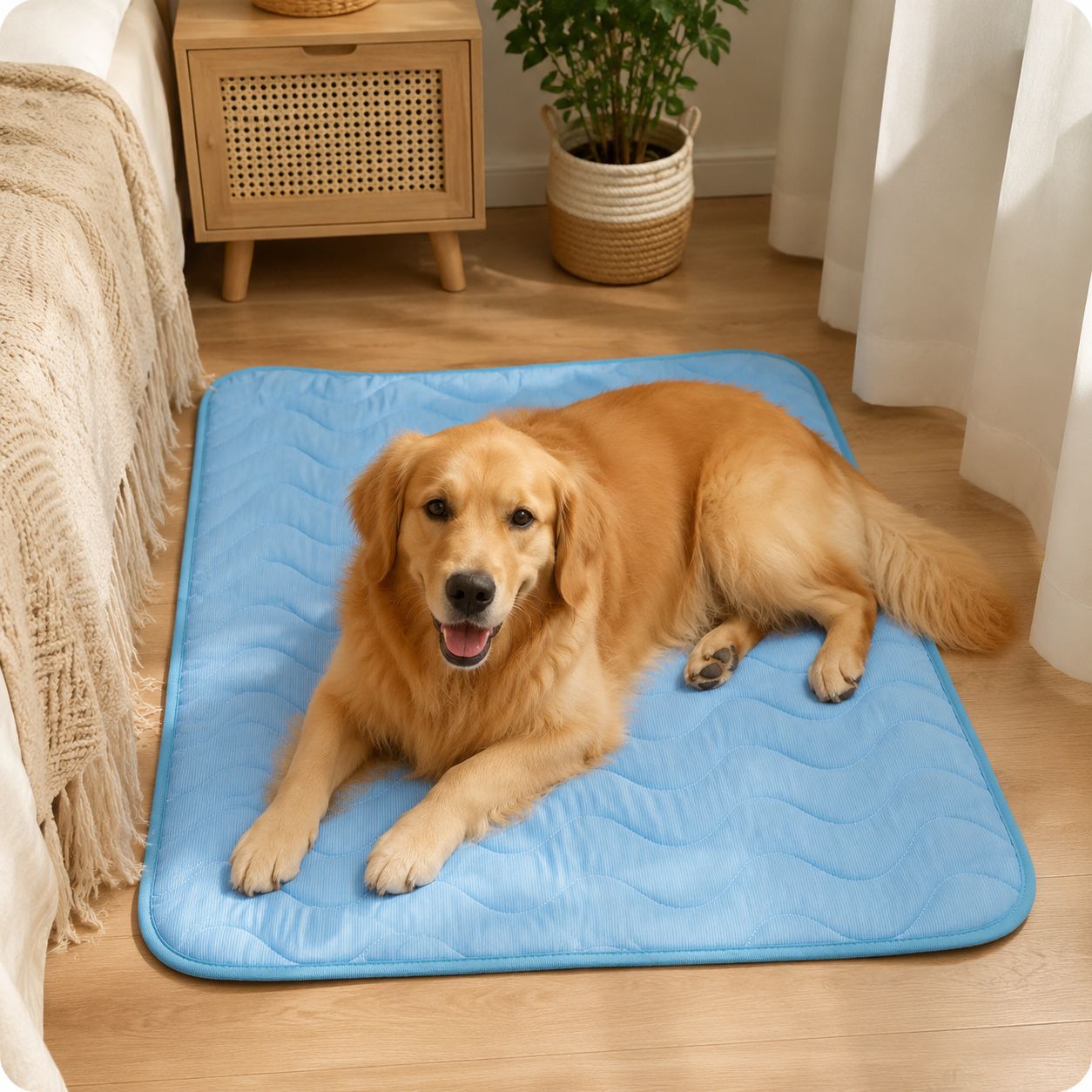 Ice silk pet cooling mat, shown in 10 colours and styles