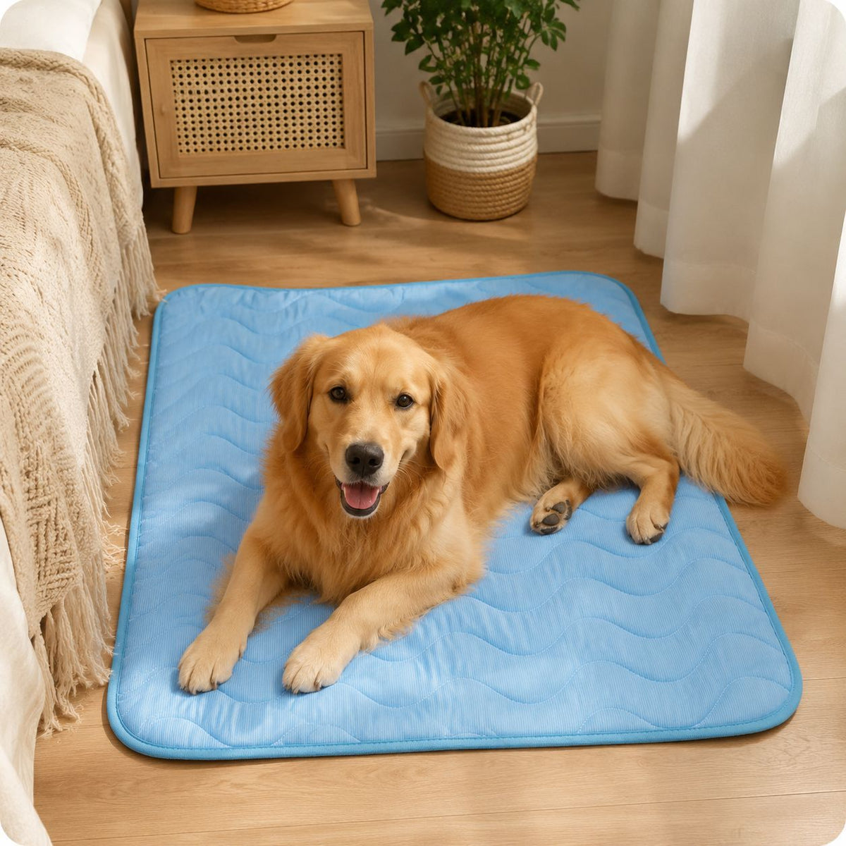 Ice silk pet cooling mat, shown in 10 colours and styles