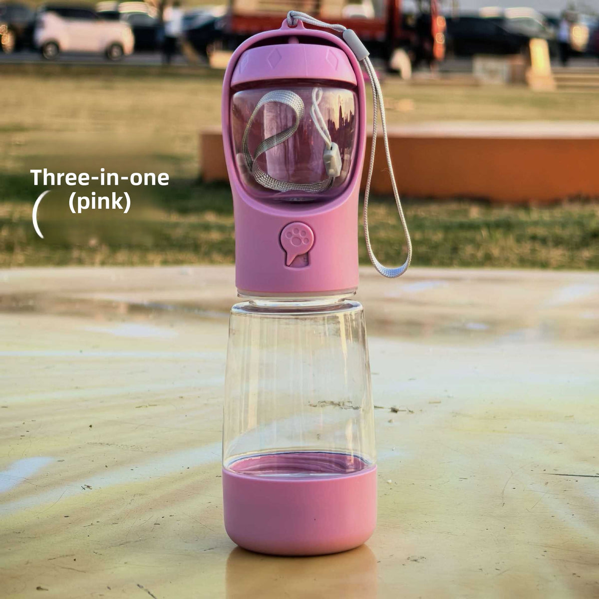 Portable 3-in-1 dog water bottle with snack cup and poop bag holder - view 8