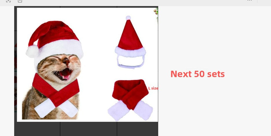Christmas velvet pet scarf and hat set in Style 2, side view