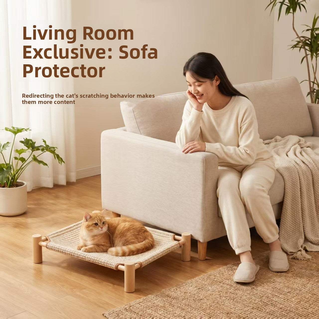 Wooden Raised Pet Camp Bed with Removable Washable Cover