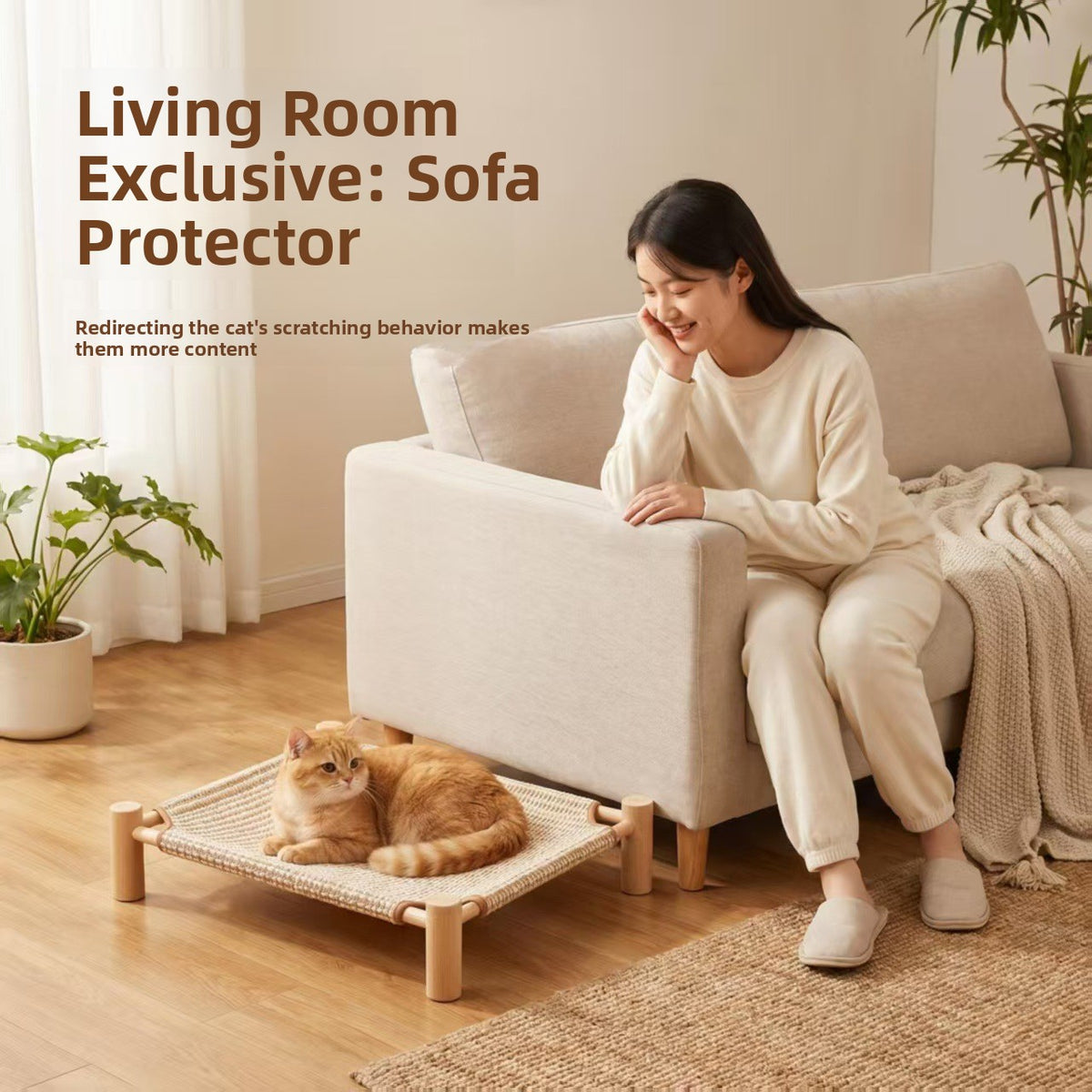 Wooden Raised Pet Camp Bed with Removable Washable Cover