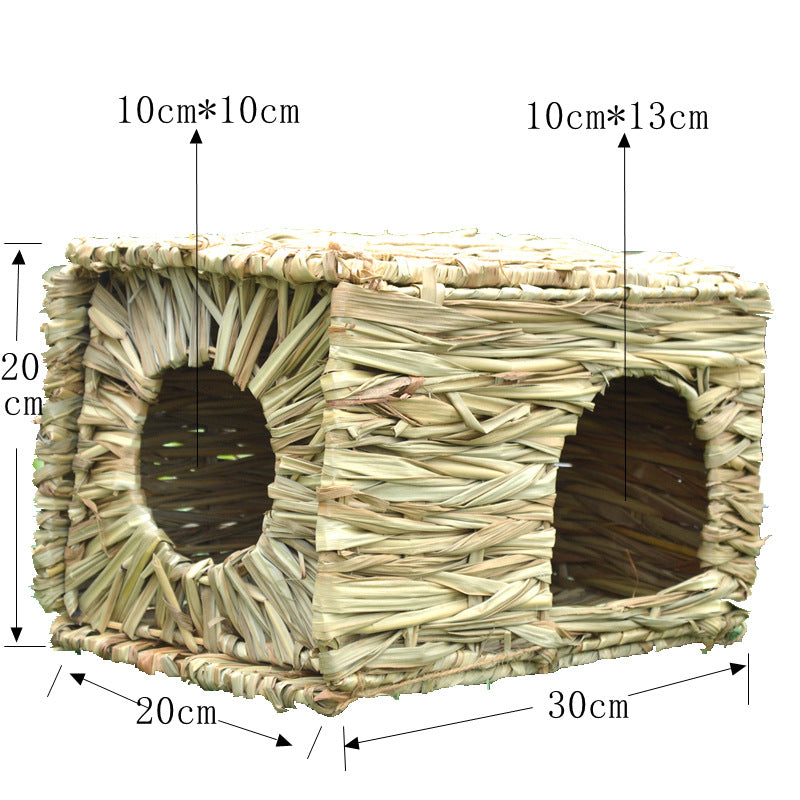 Foldable woven grass hideout house for hamsters and rabbits, view 6