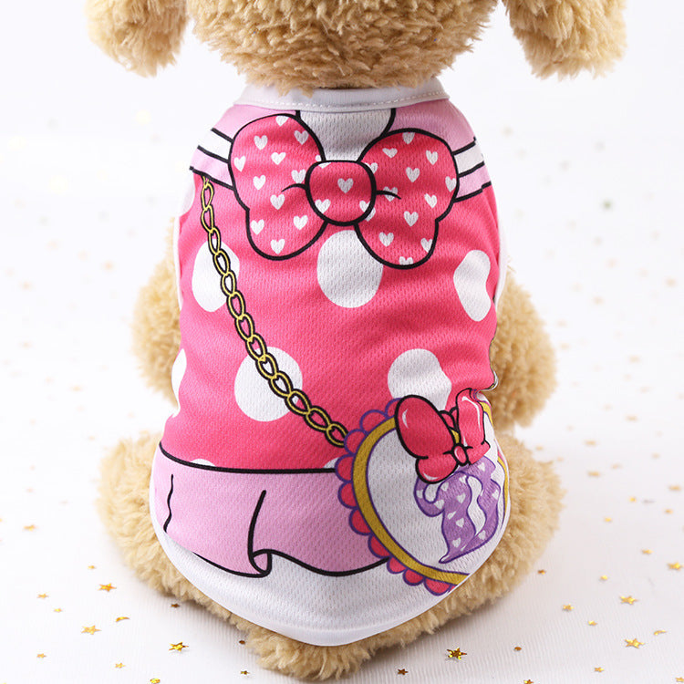 Breathable mesh summer pet vest for dogs and cats, in use with a pet