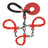 Reflective elastic dog lead with three clip points in red