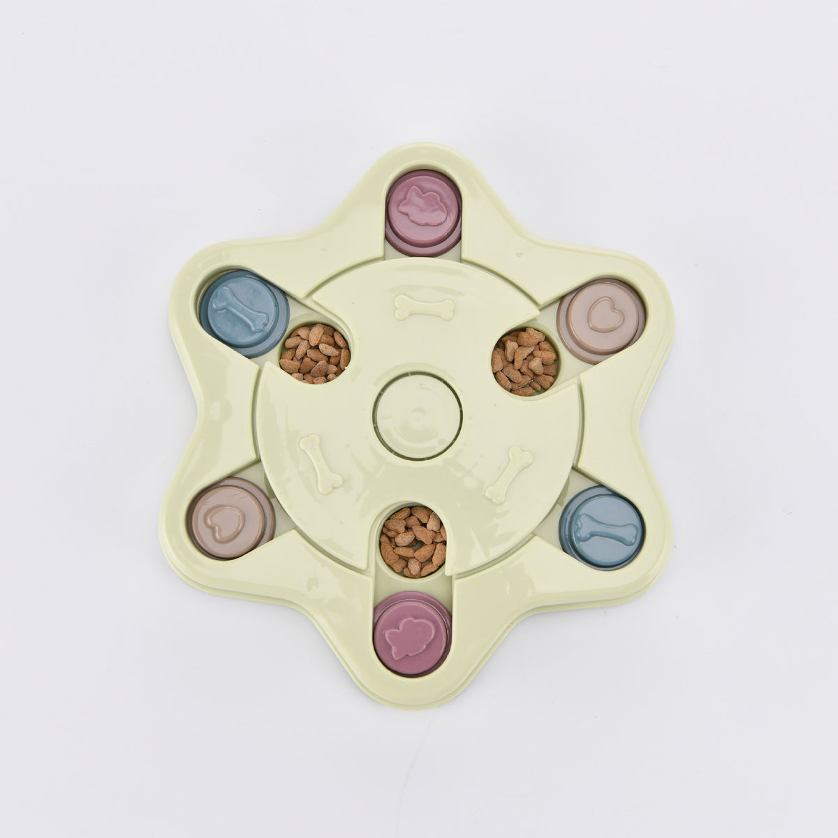 Dog puzzle slow feeder bowl in Hexagon, Green
