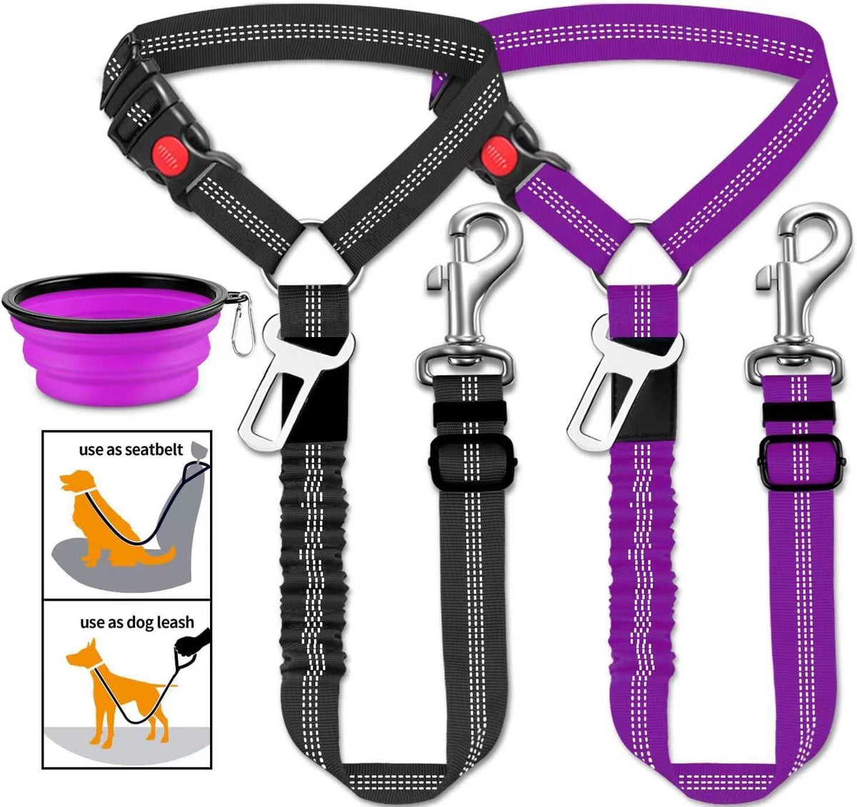 Shock-absorbing bungee lead for large dogs, ideal for everyday use