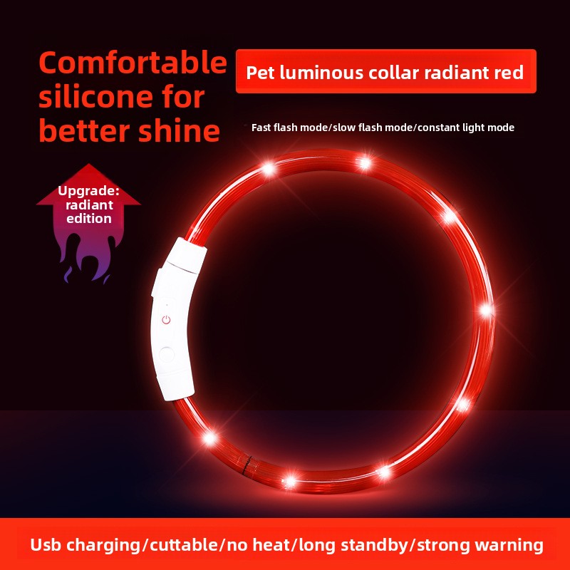 Rechargeable glowing LED dog collar for night walks, view 21