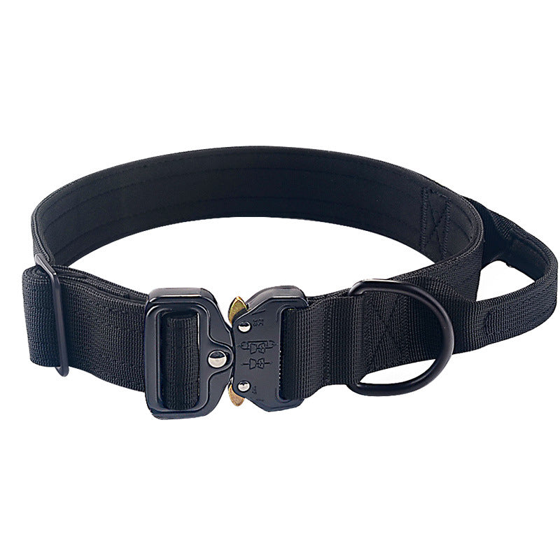Wide tactical dog collar with cobra buckle in Red, showing size and shape