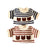 Striped knitted wool pet jumper in Navy Blue Stripe, showing size and shape